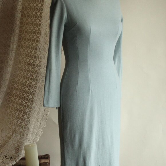 Vintage 1960s Wiggle Dress, Jonathan Logan Blue Wool Dress, Chumley Sportswear - Picture 6 of 13